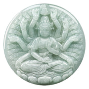 Buddha Stones Thousand-Hand Kwan Yin Avalokitesvara Jade Blessing String Necklace Pendant Necklaces & Pendants BS 11