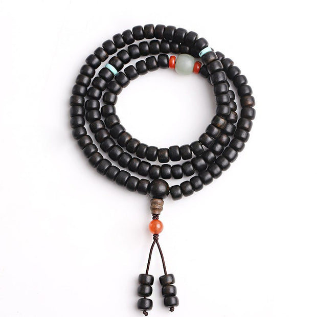 Buddha Stones 108 Mala Beads Agarwood Jade Strength Calm Bracelet Bracelet Mala BS 10