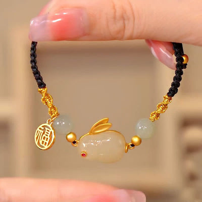 YANCHUN 2023 Rabbit Year Bracelet for Women Girls Chinese Zodiac Animal  Charm Bracelet Lucky Carnelian Jade Rabbit Bracelet