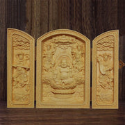 Buddha Stones Thousand-armed Avalokitesvara Kwan Yin Buddha Boxwood Wealth Home Decoration Altar Prayer Altar BS Maitreya Bodhisattva