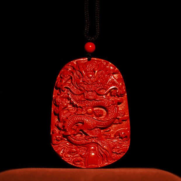 Buddha Stones Year of the Dragon Natural Cinnabar Luck Protection Necklace Pendant Necklaces & Pendants BS 1