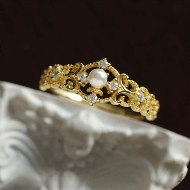 Buddha Stones 925 Sterling Silver Pearl Happiness Wealth Ring Ring BS Pearl(Healing♥Wisdom)