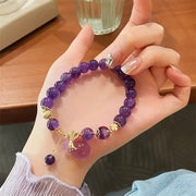 Buddha Stones Natural Amethyst Crystal Money Bag Charm Positive Bracelet