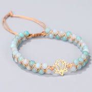 Buddha Stones Amazonite Beads Lotus Flower Balance Weave Bracelet Bracelet BS 7