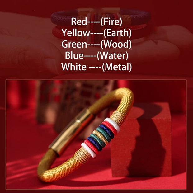 Buddha Stones Tibetan Handmade Colorful King Kong Knot Five Elements Luck Braid String Bracelet