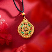 Buddha Stones Flower Love Heart Copper Wealth Necklace Pendant Necklaces & Pendants BS 4