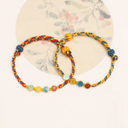 Buddha Stones Handmade Dunhuang Color Thread Peace And Joy Protection Braid String Bracelet