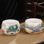 Buddha Stones Dragon Cicada Bamboo Deer Crane Lotus Plum Flower Ceramic Teacup Kung Fu Tea Cup Bowl 185ml Cup BS 9