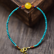 Buddha Stones Turquoise Amber Red Agate Protection Bracelet Necklace Pendant Bracelet Necklaces & Pendants BS 9