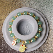 Buddha Stones Year of the Dragon Red Agate Green Aventurine Peace Buckle Fu Character Lucky Fortune Bracelet Bracelet BS 10