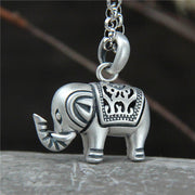 Buddha Stones 990 Sterling Silver Elephant Strength Necklace Pendant