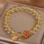 Buddha Stones Natural Citrine Flower Charm Prosperity Protection Bracelet