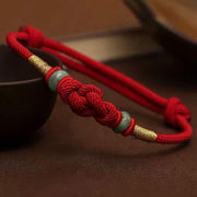 Buddha Stones Red String Jade Luck Fortune Knot Braided String Bracelet Bracelet BS Red String&Jade(Wrist Circumference 14-22cm)
