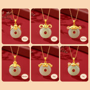 Buddha Stones 925 Sterling Silver Hetian Jade Chinese Zodiac Year of the Dragon Red Agate Luck Protection Necklace Pendant Necklaces & Pendants BS 23
