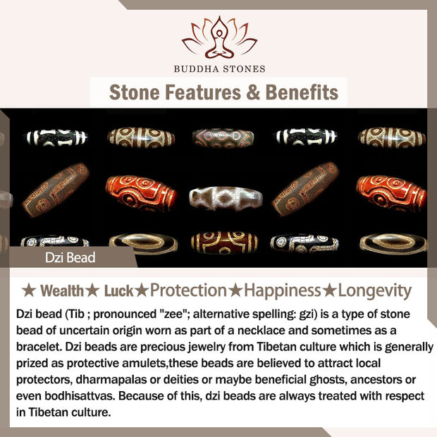 Buddha Stones 108 Beads Mala Ebony Wood Dzi Bead Copper Balance Tassel Bracelet