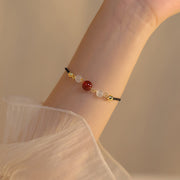 Buddha Stones Red Agate Cat Eye Braided String Confidence Bracelet