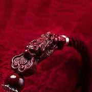 Buddha Stones Handcrafted PiXiu Cinnabar Wealth Luck Braided Bracelet Bracelet BS 5
