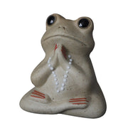 Buddha Stones Meditating Ceramic Small Frog Statue Decoration