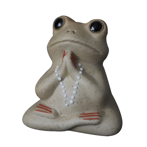 Buddha Stones Meditating Ceramic Small Frog Statue Decoration Decorations BS 3