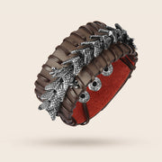 Buddha Stones Dragon Leather Protection Weave Bracelet