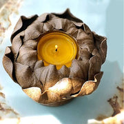 Buddha Stones Lotus Flower Ceramic Candle Holder Incense Burner Home Offering Decoration
