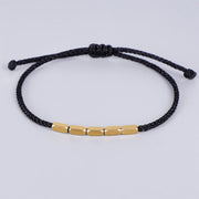 Buddha Stones Handcrafted Copper Bead Protection Braided String Bracelet Bracelet BS Black(Wrist Circumference 14-23cm)