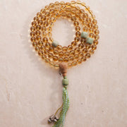 Buddha Stones 108 Mala Beads 925 Sterling Silver Citrine Sandalwood Turquoise Protection Prosperity Bracelet