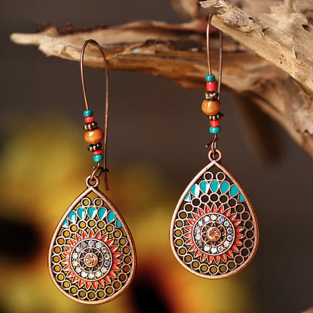 Buddha Stones Water Drop Pattern Balance Dangle Earrings