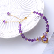 Buddha Stones Natural Amethyst Love Heart Healing Balance Charm Bracelet