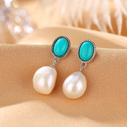 Buddha Stones 925 Sterling Silver Pearl Turquoise Healing Wisdom Necklace Pendant Ring Earrings