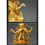 Buddha Stones Four-armed Manjusri Bodhisattva Gold Figurine Compassion Serenity Copper Statue Home Decoration Decorations BS 5