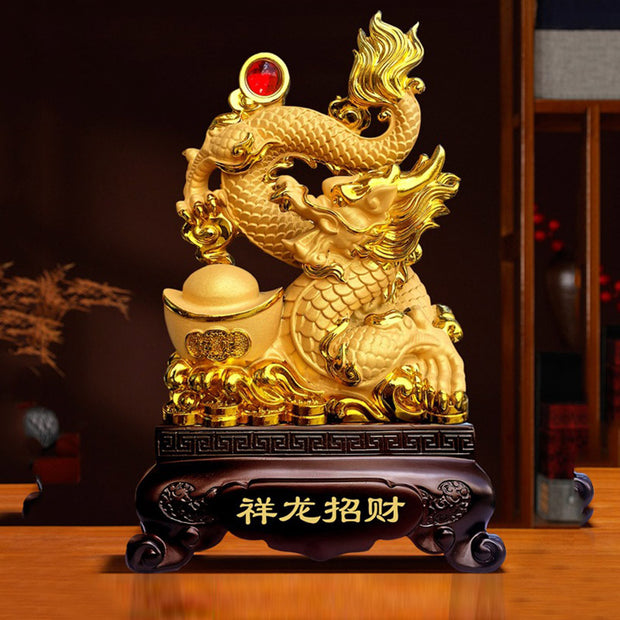Buddha Stones Year of the Dragon Attract Wealth Protection Success Home Decoration Decorations BS Dragon Attract Wealth 20*14*29cm