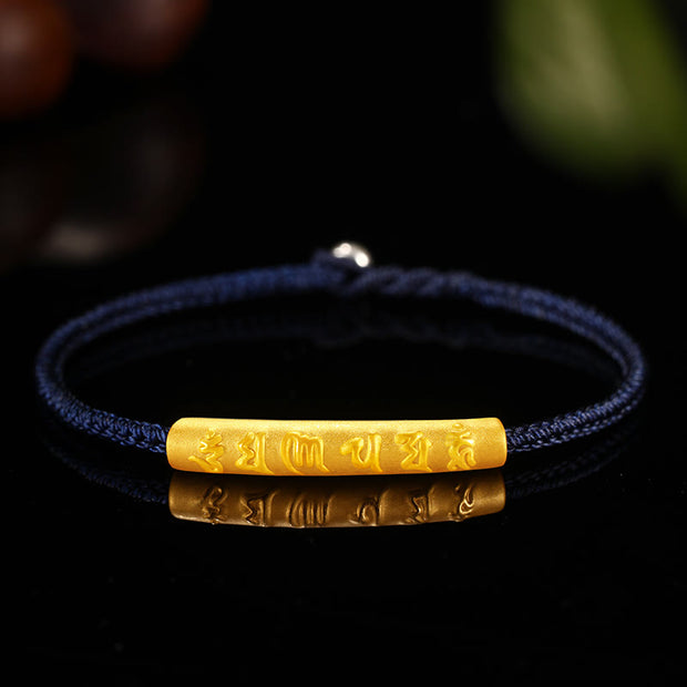 Buddha Stones Tibetan 999 Gold Om Mani Padme Hum Handcrafted Eight Thread Peace Knot Luck Braided Couple Bracelet