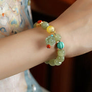 Buddha Stones Jade Amber Lotus Bead Luck Bracelet Bracelet BS 9