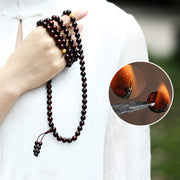 Buddha Stones 108 Mala Beads 4.8 Stars With Gold Star Indian Small Leaf Red Sandalwood Amber Turquoise Chinese Knotting Blessing Bracelet