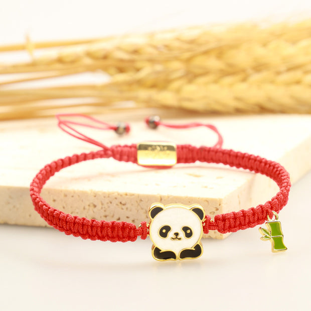 Buddha Stones Tibetan Handmade Panda Bamboo Lucky Red String Bracelet Bracelet BS 2