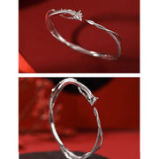 Buddha Stones 925 Sterling Silver Year of the Dragon Design Luck Metal Cuff Bracelet Bangle Bracelet Bangle BS 4
