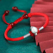 Buddha Stones 999 Sterling Silver Chinese Zodiac Luck Strength Red String Bracelet Bracelet BS Snake(Bracelet Size 15.5cm+8cm)