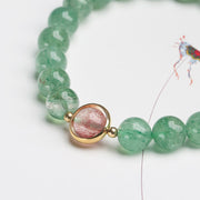 Buddha Stones Natural Green Strawberry Quartz Soothing Beaded Bracelet