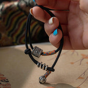 Buddha Stones Tibetan Om Mani Padme Hum Carved Amulet Double Wrap Bracelet Bracelet BS 11