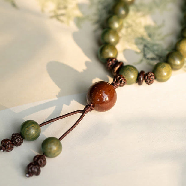 Buddha Stones Green Sandalwood Positive Peace Bracelet