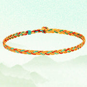Buddha Stones Handmade Multicolored Dragon Scale Pattern Braid String Bracelet