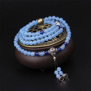 Buddha Stones 108 Beads Blue Crystal Healing Bracelet Mala Mala Bracelet BS 4
