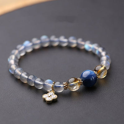 Buddha Stones Natural Moonstone Flower Chram Healing Beads Bracelet Bracelet BS Moonstone (Love ♥ Calm)