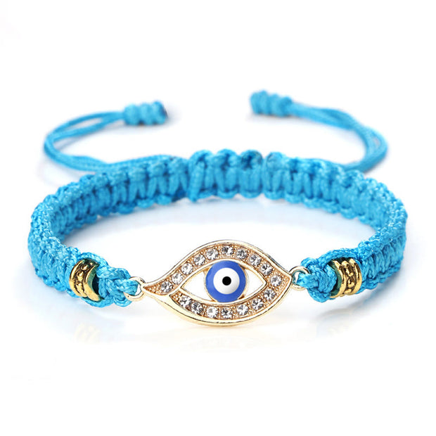 Buddha Stones Evil Eye Keep Away Evil Spirits String Bracelet Bracelet BS Blue&Blue Evil Eye Gold Border