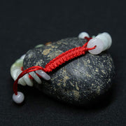 Buddha Stones Round Jade Lucky Red String Weave Bracelet Bracelet BS 9