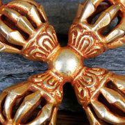 Buddha Stones Nepal Handmade 9 Prong Double Dorje Copper Spiritual Power Vajra Double Dorje BS 6
