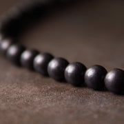 Buddha Stones Ebony Wood Dzi Bead Copper Protection Couple Bracelet Bracelet BS 5