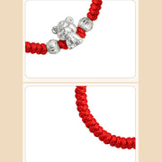 Buddha Stones 999 Sterling Silver Chinese Zodiac Red Rope Luck Handcrafted Kids Bracelet Bracelet BS 10