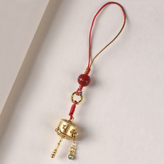 Buddha Stones Tibetan Om Mani Padme Hum Prayer Wheel Amulet Charm Protection Phone Hanging Decoration
